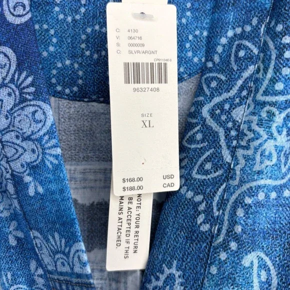 Anthro Maeve Somerset Maxi Dress XL Blue Bandana Cotton Smocked Waist NWT - Picture 12 of 13